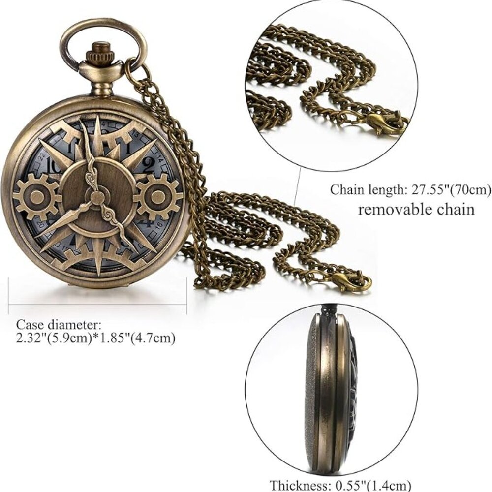 Gear Pointer Bronze Pocket Watch - image 3